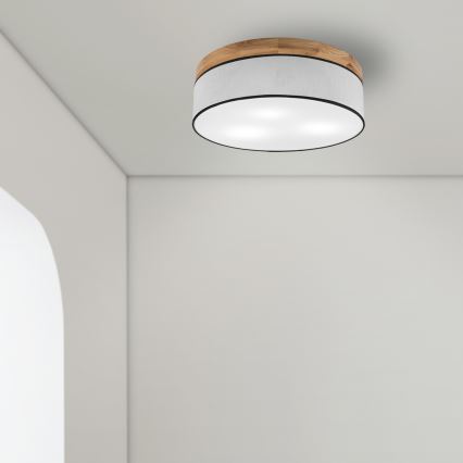 Brilagi - LED Lubinis šviestuvas BELLADONNA 3xE27/15W/230V diametras 50 cm balta/ąžuolas