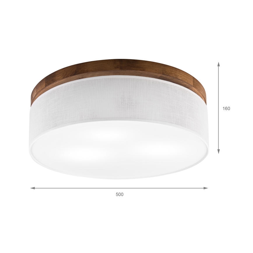 Brilagi - LED Lubinis šviestuvas BELLADONNA 3xE27/15W/230V diametras 50 cm balta/ąžuolas vyšnia