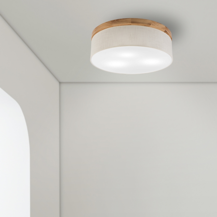 Brilagi - LED Lubinis šviestuvas BELLADONNA 3xE27/15W/230V diametras 50 cm kreminė/ąžuolas