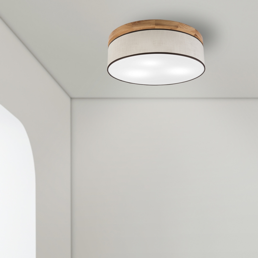Brilagi - LED Lubinis šviestuvas BELLADONNA 3xE27/15W/230V diametras 50 cm kreminė/ąžuolas