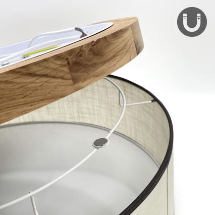 Brilagi - LED Lubinis šviestuvas BELLADONNA 3xE27/15W/230V diametras 50 cm kreminė/ąžuolas