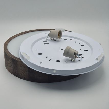 Brilagi - LED lubinis šviestuvas CARVALHO 2xE27/15W/230V ąžuolas/riešutas, skersmuo 37 cm