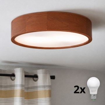Brilagi - LED lubinis šviestuvas CARVALHO 2xE27/30W/230V ąžuolas/vyšnia skersmuo 37 cm