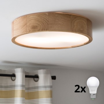 Brilagi - LED lubinis šviestuvas CARVALHO 2xE27/30W/230V ąžuolas Ø 37,5 cm