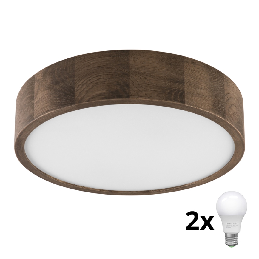 Brilagi - LED Lubinis šviestuvas CARVALHO 2xE27/60W/230V ąžuolas diametras 37 cm