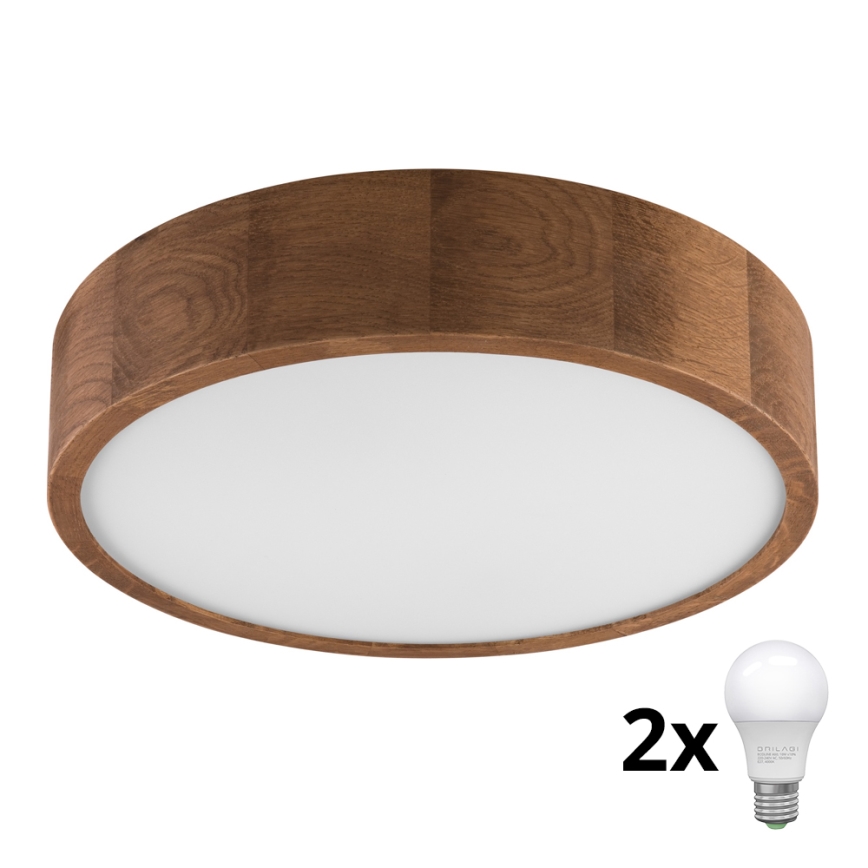 Brilagi - LED lubinis šviestuvas CARVALHO 2xE27/60W/230V ąžuolas vyšnia diametras 37 cm