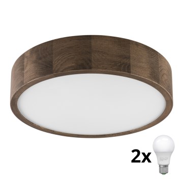 Brilagi - LED lubinis šviestuvas CARVALHO 2xE27/60W/230V ąžuolo riešuto spalvos, skersmuo 37 cm