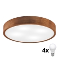 Brilagi - LED lubinis šviestuvas CARVALHO 4xE27/60W/230V ąžuolo vyšnios spalvos, diam. 57,5 cm