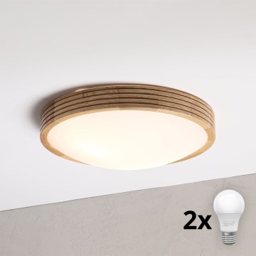 Brilagi - LED lubinis šviestuvas CARVALHO MODERN SLIM 2xE27/60W/230V Ø 37,5 cm ąžuolas