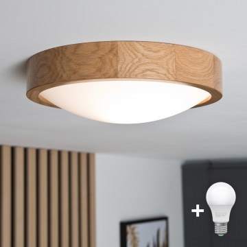 Brilagi - LED lubinis šviestuvas CARVALHO SLIM 1xE27/15W/230V, ąžuolo apdaila, skersmuo 27 cm
