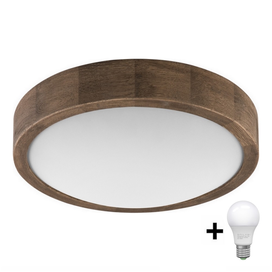 Brilagi - LED lubinis šviestuvas CARVALHO SLIM 1xE27/60W/230V ąžuolas diametras 27 cm