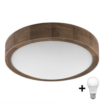 Brilagi - LED lubinis šviestuvas CARVALHO SLIM 1xE27/60W/230V ąžuolo riešuto spalvos, skersmuo 27 cm
