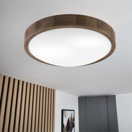 BRILAGI - LED lubinis šviestuvas CARVALHO SLIM 2xE27/15W/230V, ąžuolo riešuto apdaila, skersmuo 37 cm