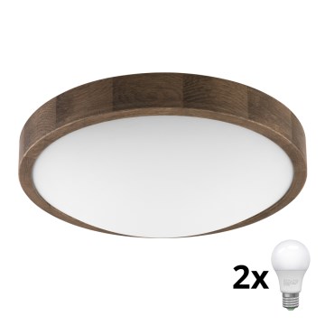 Brilagi - LED Lubinis šviestuvas CARVALHO SLIM 2xE27/60W/230V ąžuolas diametras 37 cm