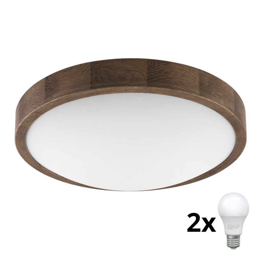 Brilagi - LED Lubinis šviestuvas CARVALHO SLIM 2xE27/60W/230V ąžuolas diametras 37 cm