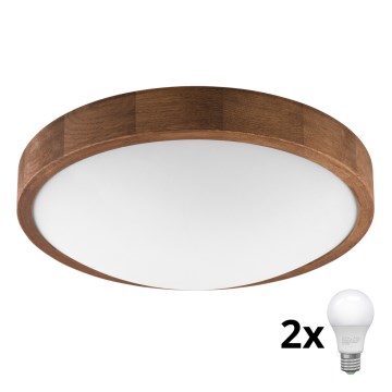 Brilagi - LED lubinis šviestuvas CARVALHO SLIM 2xE27/60W/230V ąžuolas vyšnia diametras 37 cm