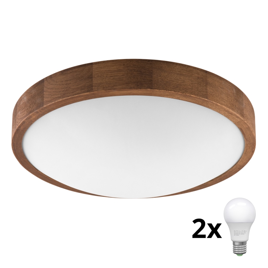 Brilagi - LED lubinis šviestuvas CARVALHO SLIM 2xE27/60W/230V ąžuolas vyšnia diametras 37 cm