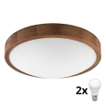 Brilagi - LED Lubinis šviestuvas CARVALHO SLIM 2xE27/60W/230V ąžuolo vyšnia, skersmuo 37 cm