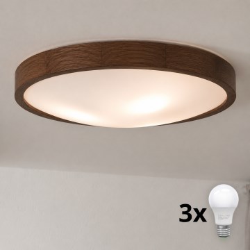 Brilagi - LED lubinis šviestuvas CARVALHO SLIM 3xE27/15W/230V, ąžuolas/riešutas, skersmuo 47 cm