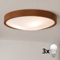 BRILAGI - LED lubinis šviestuvas CARVALHO SLIM 3xE27/15W/230V, ąžuolas/vyšnia, skersmuo 47 cm