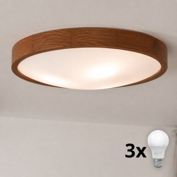 Brilagi - LED lubinis šviestuvas CARVALHO SLIM 3xE27/45W/230V ąžuolas vyšnia skersmuo 47 cm