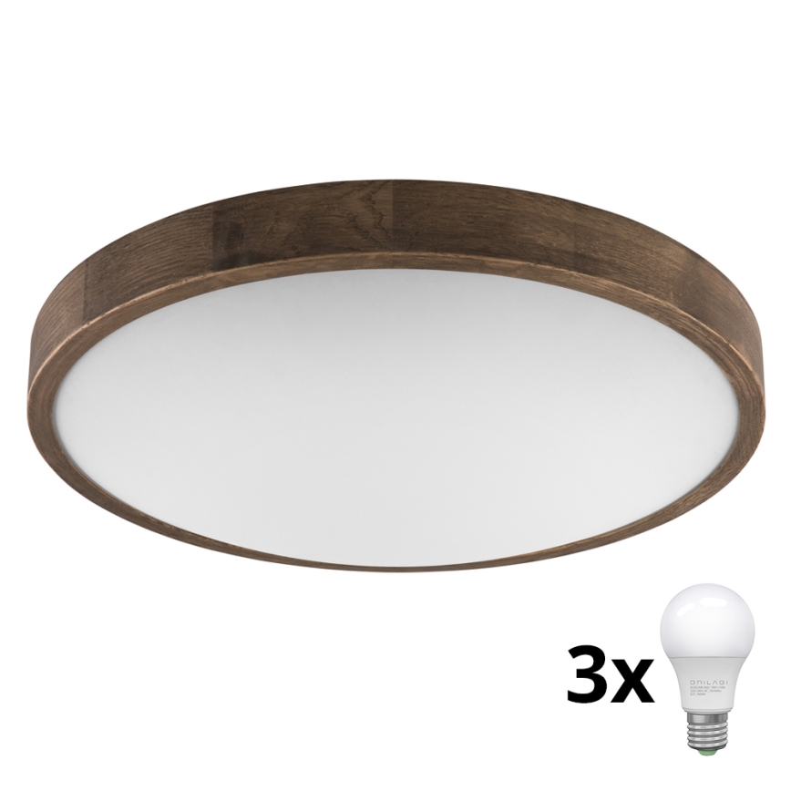 Brilagi - LED Lubinis šviestuvas CARVALHO SLIM 3xE27/60W/230V ąžuolas diametras 47 cm