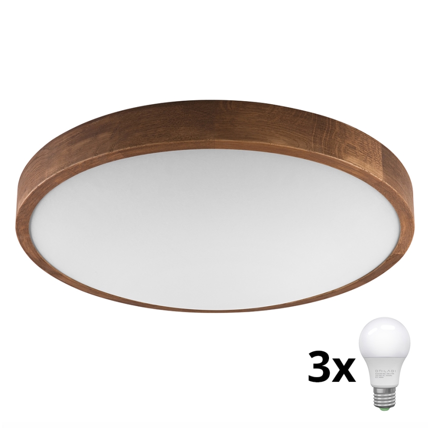 Brilagi - LED lubinis šviestuvas CARVALHO SLIM 3xE27/60W/230V ąžuolas vyšnia diametras 47 cm