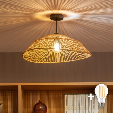 Brilagi - LED lubinis šviestuvas CERIA BOHO 1xE27/60W/230V, skersmuo 50 cm, juoda/ruda