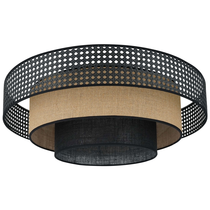 Brilagi - LED lubinis šviestuvas DAKOTA LUNETA LED/12W/230V skersmuo 60 cm 3000K/4000K/6400K juoda/rotangas