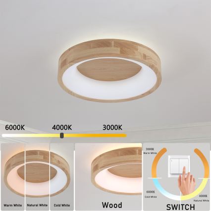 Brilagi - LED lubinis šviestuvas FALCON WOOD LED/30W/230V 3000/4000/6000K Ø 45 cm medinis