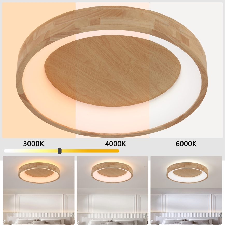 Brilagi - LED lubų šviestuvas FALCON WOOD LED/40W/230V 3000/4000/6000K skersmuo 60 cm medinis