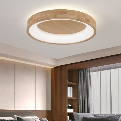 Brilagi - LED lubų šviestuvas FALCON WOOD LED/40W/230V 3000/4000/6000K skersmuo 60 cm medinis