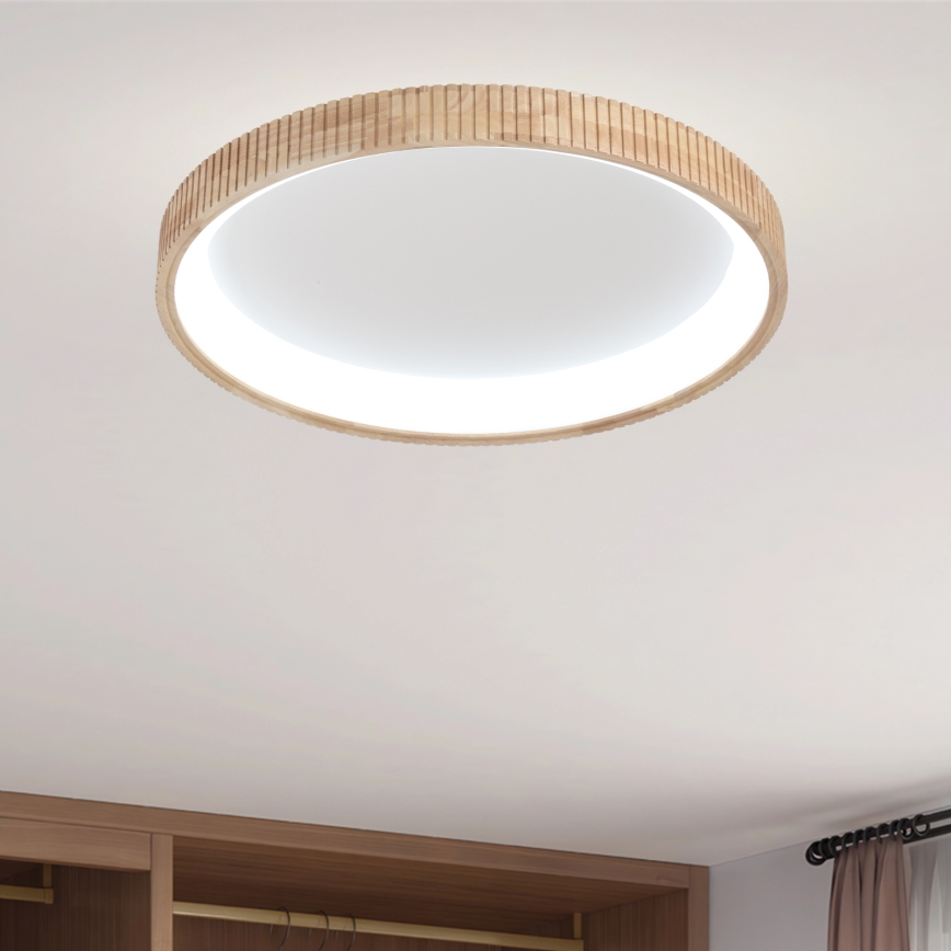 Brilagi – LED lubinis šviestuvas FALCON WOOD MODERN, LED/60 W/230 V, 3000/4000/6000 K, Ø 80 cm, medžio apdaila