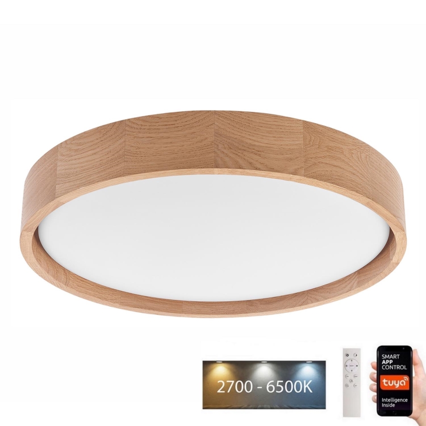 Brilagi - LED lubinis šviestuvas MANAROLA SMART LED/24W/230V 2700-6500K ąžuolas diametras 41 cm Wi-Fi + nuotolinio valdymo pultas Tuya