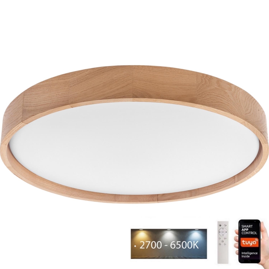 Brilagi - LED lubinis šviestuvas MANAROLA SMART LED/36W/230V 2700-6500K ąžuolas diametras 51 cm Wi-Fi + nuotolinio valdymo pultas Tuya