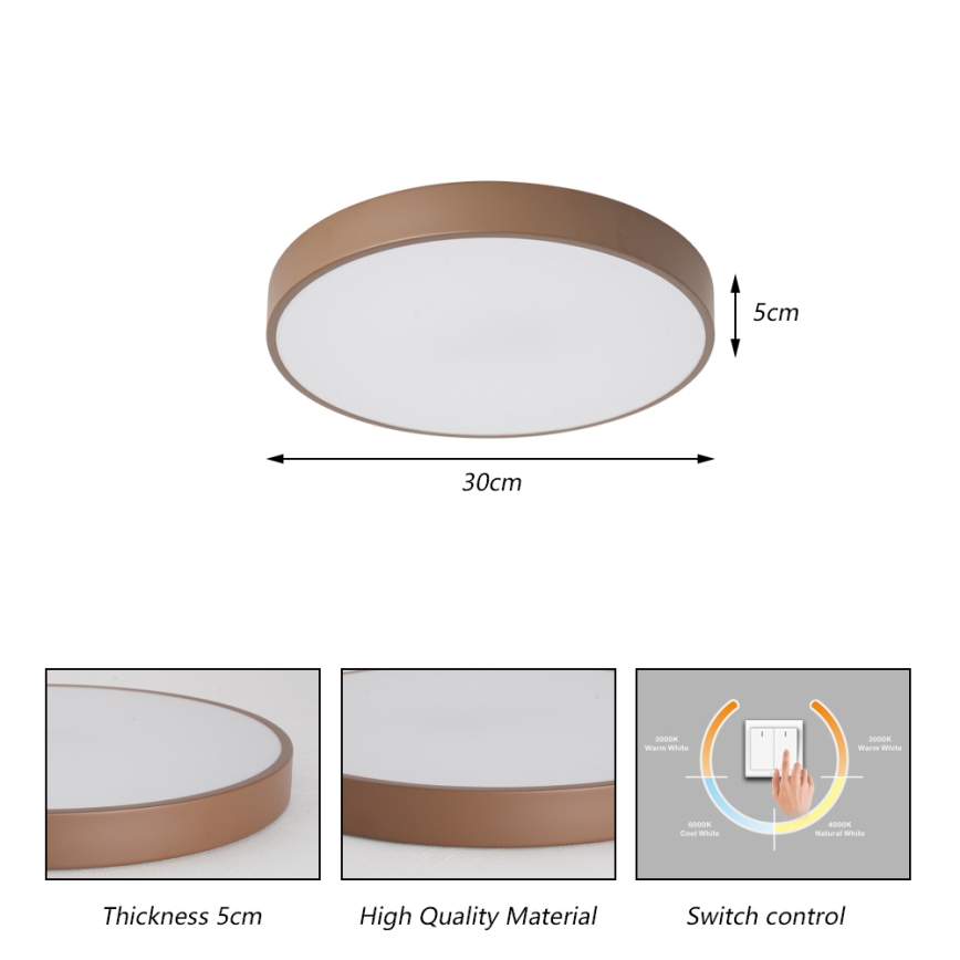 Brilagi - LED lubinis šviestuvas POOL LED/36W/230V 3000/4000/6000K skersmuo 30 cm rudas