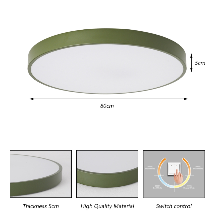 Brilagi - LED lubinis šviestuvas POOL LED/100W/230V 3000/4000/6000K skersmuo 80 cm žalias