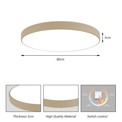 Brilagi - LED lubinis šviestuvas POOL LED/100W/230V 3000/4500/6000K Ø 80 cm smėlio spalvos