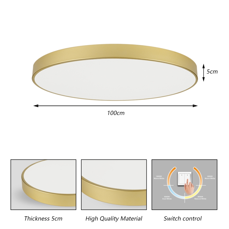 Brilagi - LED lubinis šviestuvas POOL LED/128W/230V 3000/4000/6000K skersmuo 100 cm auksinis