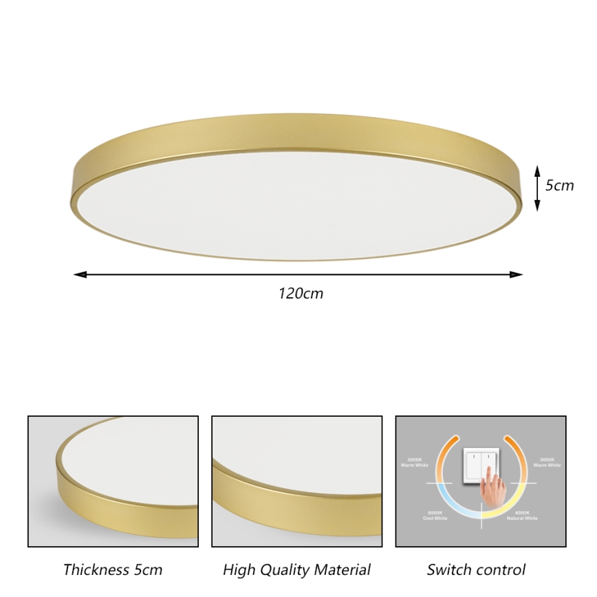 Brilagi - LED lubinis šviestuvas POOL LED/180W/230V 3000/4500/6000K skersm. 120 cm auksinis
