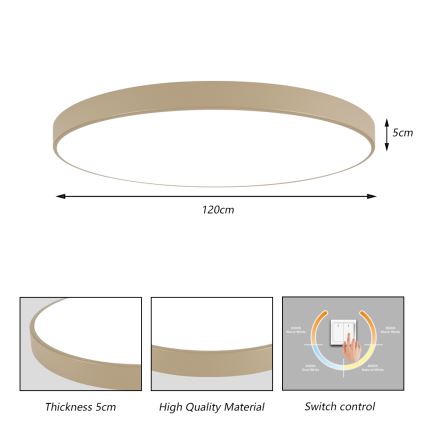 Brilagi - LED lubinis šviestuvas POOL LED/180W/230V 3000/4500/6000K, skersmuo 120 cm, smėlinė