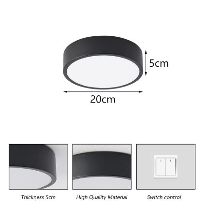 Brilagi - LED lubinis šviestuvas POOL LED/18W/230V 3000/4500/6000K skersm. 20 cm juodas