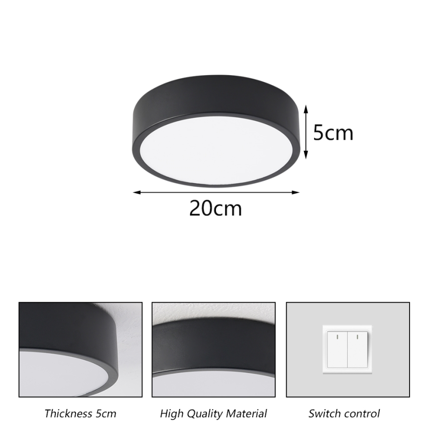 Brilagi - LED lubinis šviestuvas POOL LED/18W/230V 3000/4500/6000K skersm. 20 cm juodas