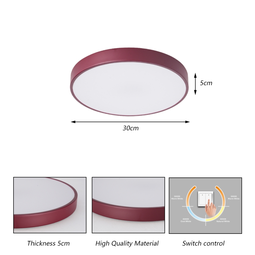 Brilagi - POOL LED lubinis šviestuvas LED/36W/230V 3000/4000/6000K skersmuo 30 cm bordo