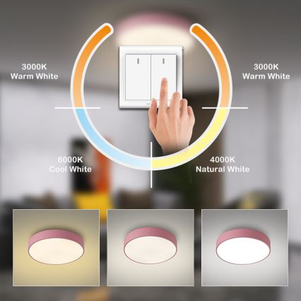 Brilagi - LED lubinis šviestuvas POOL LED/36W/230V 3000/4000/6000K skersmuo 30 cm rožinis