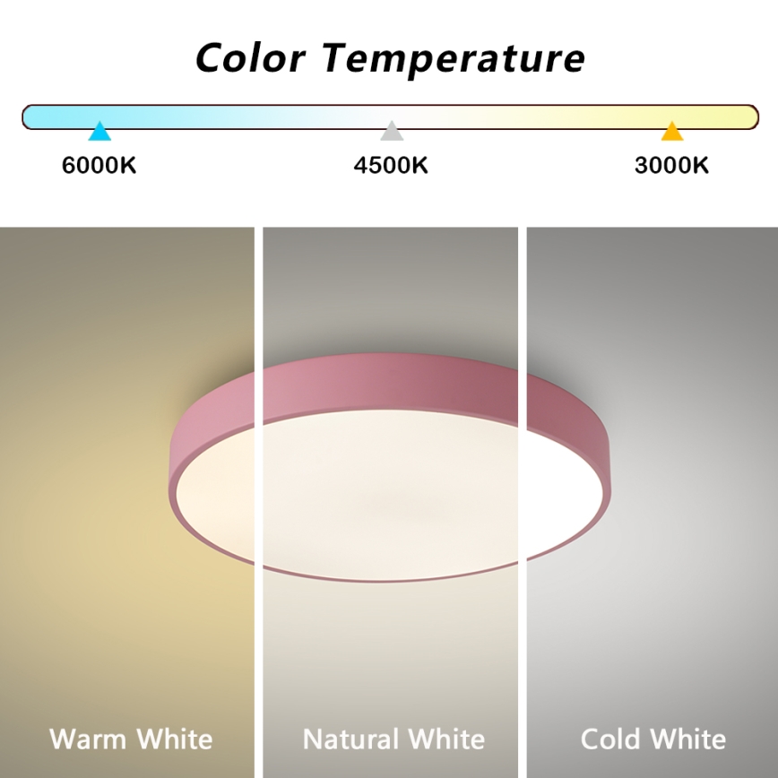 Brilagi - LED lubinis šviestuvas POOL LED/36W/230V 3000/4000/6000K skersmuo 30 cm rožinis