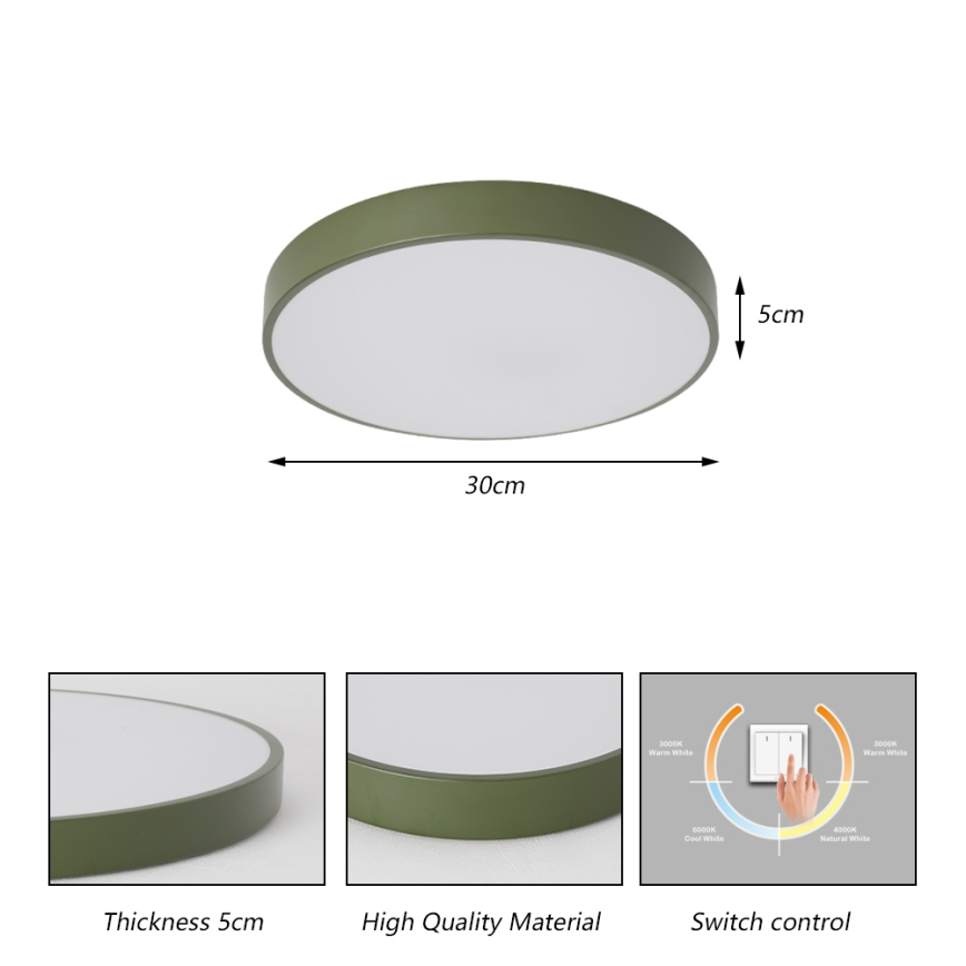 Brilagi - LED lubinis šviestuvas POOL LED/36W/230V 3000/4000/6000K skersmuo 30 cm žalias