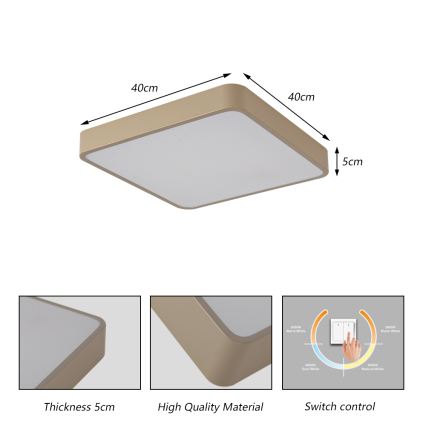 Brilagi - LED lubinis šviestuvas POOL LED/36W/230V 3000/4000/6000K 40x40 cm smėlinis