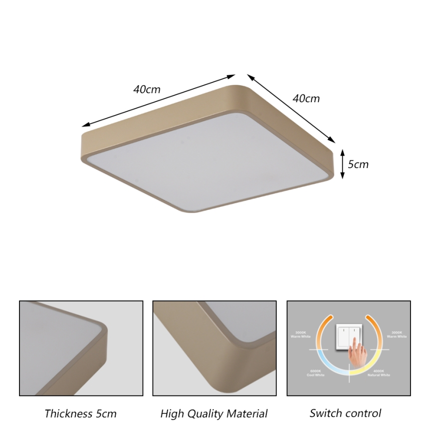 Brilagi - LED lubinis šviestuvas POOL LED/36W/230V 3000/4000/6000K 40x40 cm smėlinis