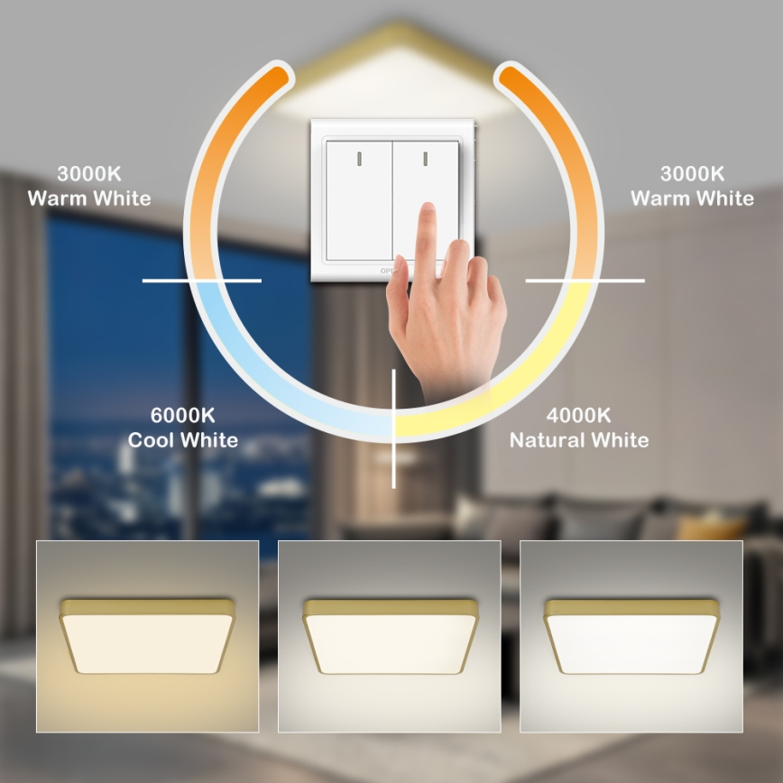 Brilagi - LED lubinis šviestuvas POOL LED/36W/230V 3000/4500/6000K 40x40 cm auksinis